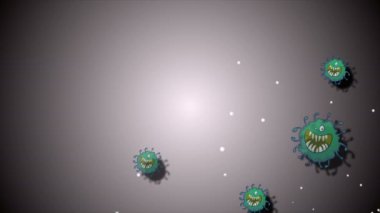Coronavirus Covid-19 virüsü 2019-ncov pnömoni kanında. Tıbbi Virüs gerçekçi bir model. Döngülü Coronavirus animasyonu. Mikroorganizmalar, Patojen bakterileri. Parçacıklar.