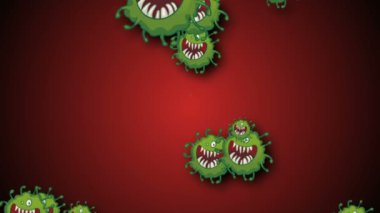 Coronavirus Covid-19 virüsü 2019-ncov pnömoni kanında. Tıbbi Virüs gerçekçi bir model. Döngülü Coronavirus animasyonu. Mikroorganizmalar, Patojen bakterileri. Parçacıklar.