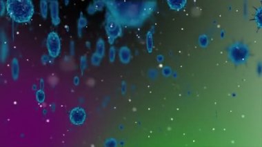 Coronavirus Covid-19 virüsü 2019-ncov pnömoni kanında. Tıbbi Virüs gerçekçi bir model. Döngülü Coronavirus animasyonu. Mikroorganizmalar, Patojen bakterileri. Parçacıklar.