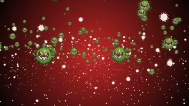 Coronavirus Covid-19 virüsü 2019-ncov pnömoni kanında. Tıbbi Virüs gerçekçi bir model. Döngülü Coronavirus animasyonu. Mikroorganizmalar, Patojen bakterileri. Parçacıklar.