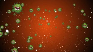 Coronavirus Covid-19 virüsü 2019-ncov pnömoni kanında. Tıbbi Virüs gerçekçi bir model. Döngülü Coronavirus animasyonu. Mikroorganizmalar, Patojen bakterileri. Parçacıklar.