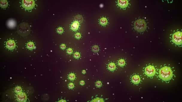 ループ状のコロナウイルスCovid 19感染ウイルス2019 Ncv肺炎が血液中に発生しました 医学ウイルスの現実的なモデル コロナウイルスのアニメーションを見ています 微生物病原菌 第二条 — ストック動画