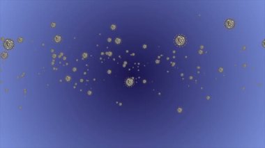 Coronavirus Covid-19 virüsü 2019-ncov pnömoni kanında. Tıbbi Virüs gerçekçi bir model. Döngülü Coronavirus animasyonu. Mikroorganizmalar, Patojen bakterileri. Parçacıklar.
