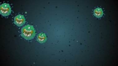 Coronavirus Covid-19 virüsü 2019-ncov pnömoni kanında. Tıbbi Virüs gerçekçi bir model. Döngülü Coronavirus animasyonu. Mikroorganizmalar, Patojen bakterileri. Parçacıklar.