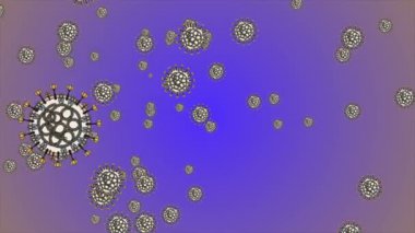 Coronavirus Covid-19 virüsü 2019-ncov pnömoni kanında. Tıbbi Virüs gerçekçi bir model. Döngülü Coronavirus animasyonu. Mikroorganizmalar, Patojen bakterileri. Parçacıklar.