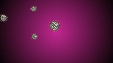Coronavirus Covid-19 virüsü 2019-ncov pnömoni kanında. Tıbbi Virüs gerçekçi bir model. Döngülü Coronavirus animasyonu. Mikroorganizmalar, Patojen bakterileri. Parçacıklar.