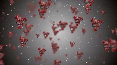 Coronavirus Covid-19 virüsü 2019-ncov pnömoni kanında. Tıbbi Virüs gerçekçi bir model. Döngülü Coronavirus animasyonu. Mikroorganizmalar, Patojen bakterileri. Parçacıklar.