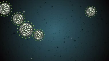 Coronavirus Covid-19 virüsü 2019-ncov pnömoni kanında. Tıbbi Virüs gerçekçi bir model. Döngülü Coronavirus animasyonu. Mikroorganizmalar, Patojen bakterileri. Parçacıklar.