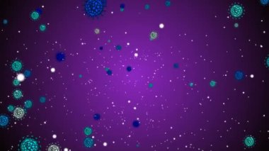 Coronavirus Covid-19 virüsü 2019-ncov pnömoni kanında. Tıbbi Virüs gerçekçi bir model. Döngülü Coronavirus animasyonu. Mikroorganizmalar, Patojen bakterileri. Parçacıklar.