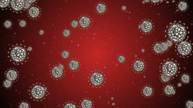 Coronavirus Covid-19 virüsü 2019-ncov pnömoni kanında. Tıbbi Virüs gerçekçi bir model. Döngülü Coronavirus animasyonu. Mikroorganizmalar, Patojen bakterileri. Parçacıklar.