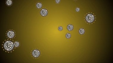 Coronavirus Covid-19 virüsü 2019-ncov pnömoni kanında. Tıbbi Virüs gerçekçi bir model. Döngülü Coronavirus animasyonu. Mikroorganizmalar, Patojen bakterileri. Parçacıklar.