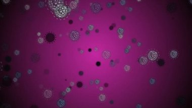 Coronavirus Covid-19 virüsü 2019-ncov pnömoni kanında. Tıbbi Virüs gerçekçi bir model. Döngülü Coronavirus animasyonu. Mikroorganizmalar, Patojen bakterileri. Parçacıklar.