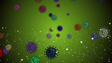 Coronavirus Covid-19 virüsü 2019-ncov pnömoni kanında. Tıbbi Virüs gerçekçi bir model. Döngülü Coronavirus animasyonu. Mikroorganizmalar, Patojen bakterileri. Parçacıklar.