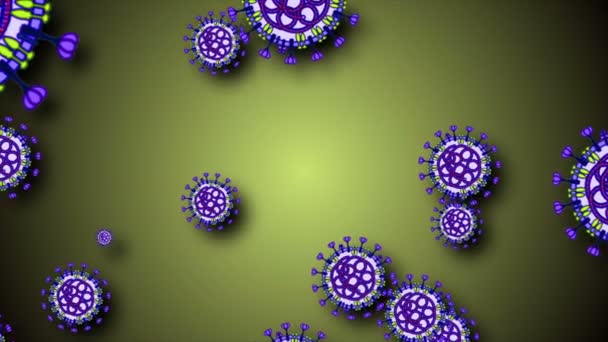 环状Coronavirus Covid 19感染病毒2019 Ncov肺炎 医学病毒现实模型 环行Coronavirus动画 微生物 病原体细菌 粒子数 — 图库视频影像