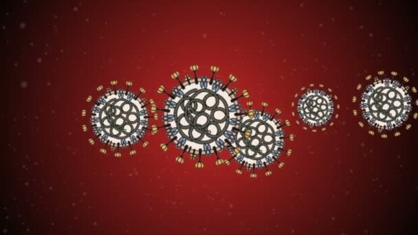 ループ状のコロナウイルスCovid 19感染ウイルス2019 Ncv肺炎が血液中に発生しました 医学ウイルスの現実的なモデル コロナウイルスのアニメーションを見ています 微生物病原菌 第二条 — ストック動画
