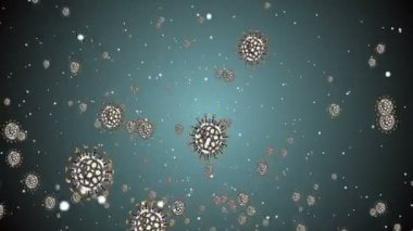 Coronavirus Covid-19 virüsü 2019-ncov pnömoni kanında. Tıbbi Virüs gerçekçi bir model. Döngülü Coronavirus animasyonu. Mikroorganizmalar, Patojen bakterileri. Parçacıklar.