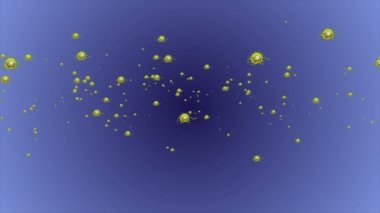 Coronavirus Covid-19 virüsü 2019-ncov pnömoni kanında. Tıbbi Virüs gerçekçi bir model. Döngülü Coronavirus animasyonu. Mikroorganizmalar, Patojen bakterileri. Parçacıklar.