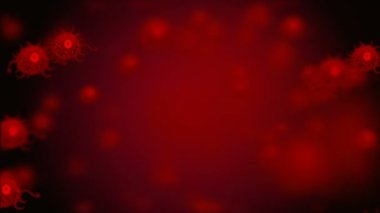 Coronavirus Covid-19 virüsü 2019-ncov pnömoni kanında. Tıbbi Virüs gerçekçi bir model. Döngülü Coronavirus animasyonu. Mikroorganizmalar, Patojen bakterileri. Parçacıklar.
