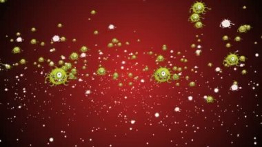 Coronavirus Covid-19 virüsü 2019-ncov pnömoni kanında. Tıbbi Virüs gerçekçi bir model. Döngülü Coronavirus animasyonu. Mikroorganizmalar, Patojen bakterileri. Parçacıklar.