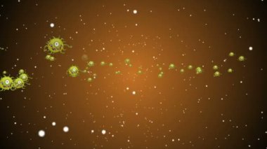 Coronavirus Covid-19 virüsü 2019-ncov pnömoni kanında. Tıbbi Virüs gerçekçi bir model. Döngülü Coronavirus animasyonu. Mikroorganizmalar, Patojen bakterileri. Parçacıklar.