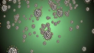 Coronavirus Covid-19 virüsü 2019-ncov pnömoni kanında. Tıbbi Virüs gerçekçi bir model. Döngülü Coronavirus animasyonu. Mikroorganizmalar, Patojen bakterileri. Parçacıklar.