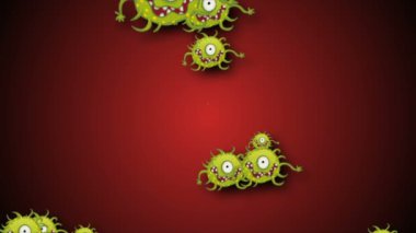 Coronavirus Covid-19 virüsü 2019-ncov pnömoni kanında. Tıbbi Virüs gerçekçi bir model. Döngülü Coronavirus animasyonu. Mikroorganizmalar, Patojen bakterileri. Parçacıklar.