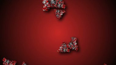 Coronavirus Covid-19 virüsü 2019-ncov pnömoni kanında. Tıbbi Virüs gerçekçi bir model. Döngülü Coronavirus animasyonu. Mikroorganizmalar, Patojen bakterileri. Parçacıklar.