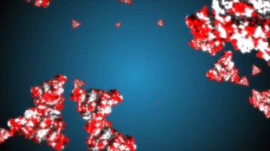 Coronavirus Covid-19 virüsü 2019-ncov pnömoni kanında. Tıbbi Virüs gerçekçi bir model. Döngülü Coronavirus animasyonu. Mikroorganizmalar, Patojen bakterileri. Parçacıklar.