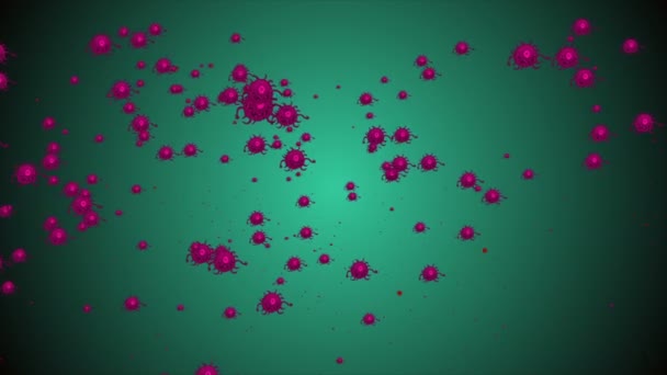 Boucle Coronavirus Covid-19 Virus infecté 2019-ncov pneumonie dans le sang. Modèle réaliste de virus médical. animation en boucle du Coronavirus. Microorganismes, bactéries pathogènes. Particules .