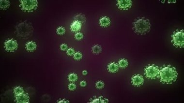Coronavirus Covid-19 enfekte virüs 2019-ncov pnömoni kanında. Tıbbi Virüs gerçekçi bir model. Coronavirus animasyonu. Mikroorganizmalar, Patojen bakterileri. Parçacıklar.