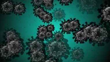 Coronavirus Covid-19 enfekte virüs 2019-ncov pnömoni kanında. Tıbbi Virüs gerçekçi bir model. Coronavirus animasyonu. Mikroorganizmalar, Patojen bakterileri. Parçacıklar.