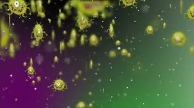 Coronavirus Hücreleri illüstrasyon arka planı. Coronavirus Covid-19 enfekte virüs 2019-ncov pnömoni kanında. Tıbbi Virüs gerçekçi bir model. Coronavirus duvar kağıdı. Mikroorganizmalar, Patojenler bakterisi.