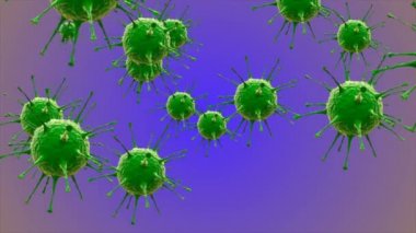 Coronavirus Hücreleri illüstrasyon arka planı. Coronavirus Covid-19 enfekte virüs 2019-ncov pnömoni kanında. Tıbbi Virüs gerçekçi bir model. Coronavirus duvar kağıdı. Mikroorganizmalar, Patojenler bakterisi.