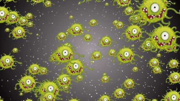 コロナウイルス細胞のイラストの背景 コロナウイルスCovid 19感染ウイルス2019 Ncov肺炎 医学ウイルスの現実的なモデル コロナウイルス壁紙 微生物病原菌 — ストック動画