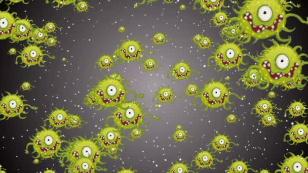 Células Coronavírus Ilustração Pano Fundo Coronavirus Covid Infectado Vírus 2019 — Vídeo de Stock