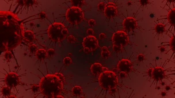 Иллюстрация Коронавирусных Клеток Инфицированный Вирус Коронавируса Ковид 2019 Нков Пневмония — стоковое видео