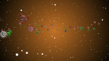 Coronavirus Hücreleri illüstrasyon arka planı. Coronavirus Covid-19 enfekte virüs 2019-ncov pnömoni kanında. Tıbbi Virüs gerçekçi bir model. Coronavirus duvar kağıdı. Mikroorganizmalar, Patojenler bakterisi.