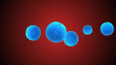 Coronavirus Covid-19 enfekte virüs 2019-ncov pnömoni kanında. Tıbbi Virüs gerçekçi bir model. Coronavirus animasyonu. Mikroorganizmalar, Patojen bakterileri. Parçacıklar. Hücrelerin grip virüsü modelleri.