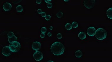 Coronavirus, Covid-19 Aşıları. Coronavirus aşısı arka plan görüntüleri. Dezenfekte köpükleri jel. Kovid 19 aşı haplarından oluşan yüzen hücreler insan organizmasında. Siyah arkaplanda Coronavirus hücresi.