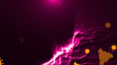 Tıbbi illüstrasyon 2d, hücrelerin 3 boyutlu animasyon arka planı, dünyadaki bakteri virüsleri. İnsan riski virüsü. Coronavirus. Mikroskobik görüntü. Makro hücre modelleri yüzüyor.