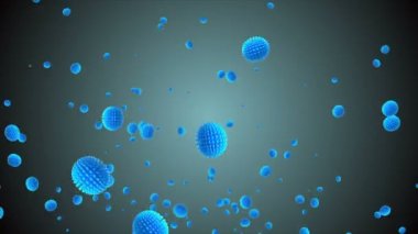 Coronavirus Covid-19 enfekte virüs 2019-ncov pnömoni kanında. Tıbbi Virüs gerçekçi bir model. Coronavirus animasyonu. Mikroorganizmalar, Patojen bakterileri. Parçacıklar. Hücrelerin grip virüsü modelleri.