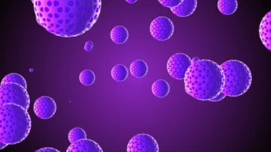 Coronavirus Covid-19 enfekte virüs 2019-ncov pnömoni kanında. Tıbbi Virüs gerçekçi bir model. Coronavirus animasyonu. Mikroorganizmalar, Patojen bakterileri. Parçacıklar. Hücrelerin grip virüsü modelleri.