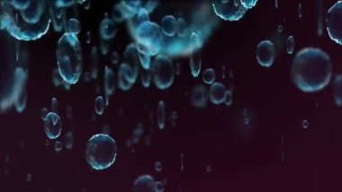 Coronavirus, Covid-19 Aşıları. Coronavirus aşısı arka plan görüntüleri. Dezenfekte köpükleri jel. Kovid 19 aşı haplarından oluşan yüzen hücreler insan organizmasında. Siyah arkaplanda Coronavirus hücresi.