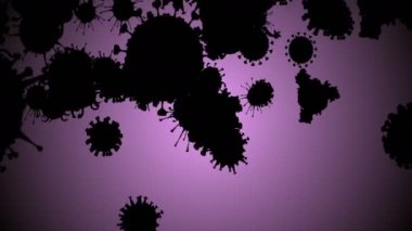 Tıbbi illüstrasyon 2d, hücrelerin 3 boyutlu animasyon arka planı, dünyadaki bakteri virüsleri. İnsan riski virüsü. Coronavirus. Mikroskobik görüntü. Makro hücre modelleri yüzüyor. Coronavirus evli gülümsüyor emoji karakterleri bakteriler animasyon arka planı.