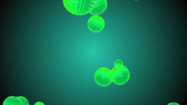 Coronavirus Covid-19 enfekte virüs 2019-ncov pnömoni kanında. Tıbbi Virüs gerçekçi bir model. Coronavirus animasyonu. Mikroorganizmalar, Patojen bakterileri. Parçacıklar. Hücrelerin grip virüsü modelleri.