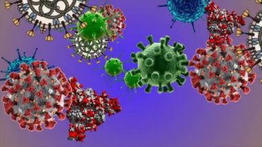 Coronavirus Hücreleri illüstrasyon arka planı. Coronavirus Covid-19 enfekte virüs 2019-ncov pnömoni kanında. Tıbbi Virüs gerçekçi bir model. Coronavirus duvar kağıdı. Mikroorganizmalar, Patojenler bakterisi.