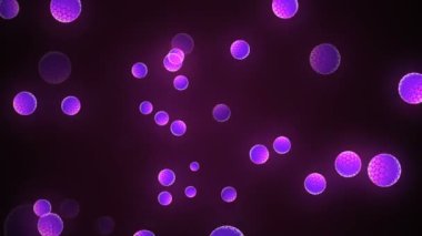 Coronavirus Covid-19 enfekte virüs 2019-ncov pnömoni kanında. Tıbbi Virüs gerçekçi bir model. Coronavirus animasyonu. Mikroorganizmalar, Patojen bakterileri. Parçacıklar. Hücrelerin grip virüsü modelleri.