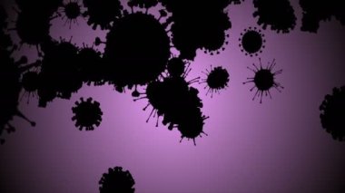 Tıbbi illüstrasyon 2d, hücrelerin 3 boyutlu animasyon arka planı, dünyadaki bakteri virüsleri. İnsan riski virüsü. Coronavirus. Mikroskobik görüntü. Makro hücre modelleri yüzüyor. Coronavirus evli gülümsüyor emoji karakterleri bakteriler animasyon arka planı.
