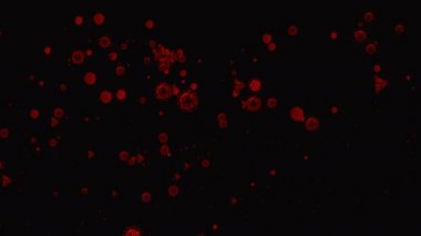 Tıbbi illüstrasyon 2d, hücrelerin 3 boyutlu animasyon arka planı, dünyadaki bakteri virüsleri. İnsan riski virüsü. Coronavirus. Mikroskobik görüntü. Makro hücre modelleri yüzüyor.