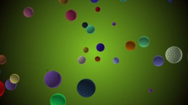 Coronavirus Covid-19 enfekte virüs 2019-ncov pnömoni kanında. Tıbbi Virüs gerçekçi bir model. Coronavirus animasyonu. Mikroorganizmalar, Patojen bakterileri. Parçacıklar. Hücrelerin grip virüsü modelleri.